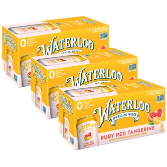 Waterloo Sparkling Water, Ruby Red Tangerine, Cans, Case